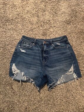 American Eagle Outfitters Distressed Dark Blue Denim Shorts